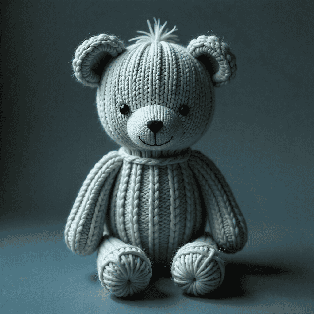 Knitted Bear Muffin - Handmade knitted toy